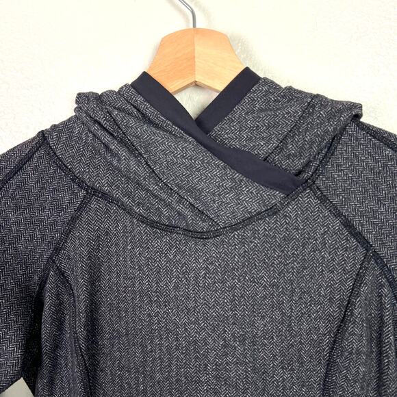 Lululemon Women's Size 4 Think Fast Hoodie Heathered Herringbone Black - Picture 2 of 11